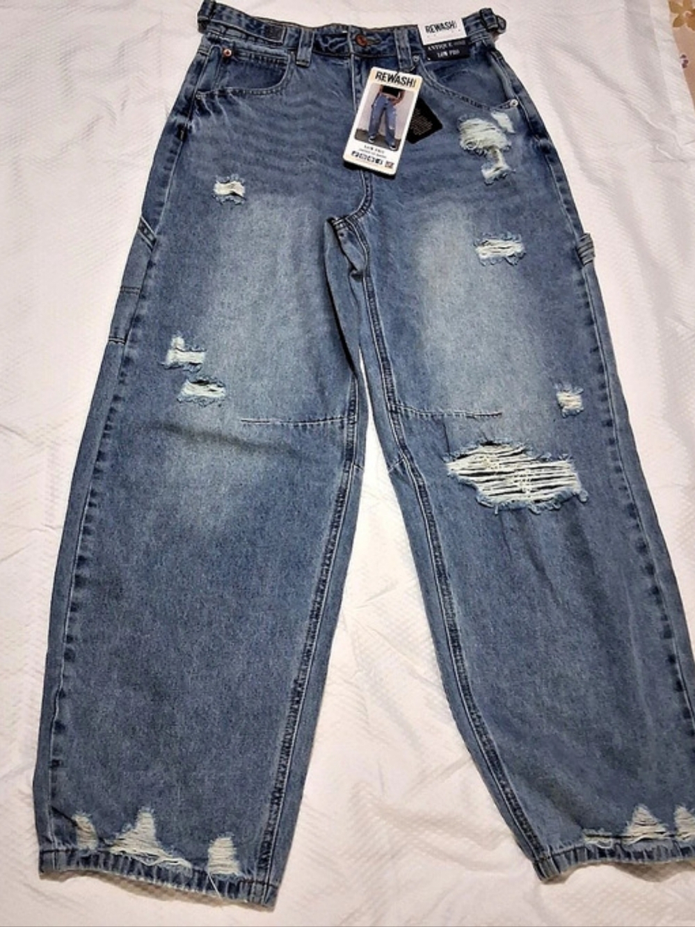 Rewash Low Pro Carpenter Barrel Jeans in Blue Small Size 3
